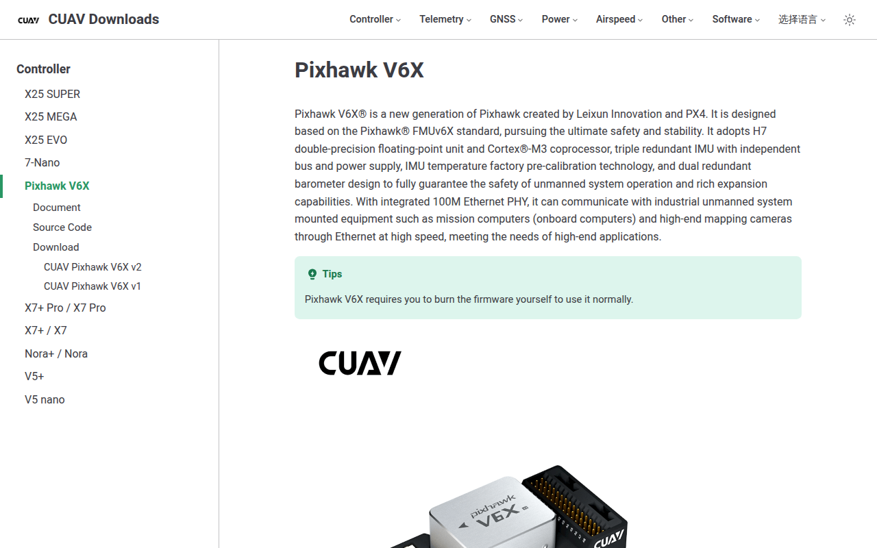 CUAV Pixhawk V6X redundant avionics board with aircraft wiring